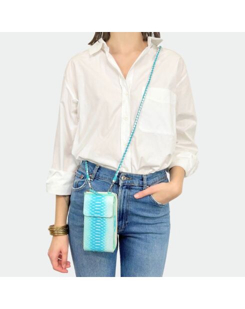 Funda de piel Meghan azzura - 17,5 x 10 cm