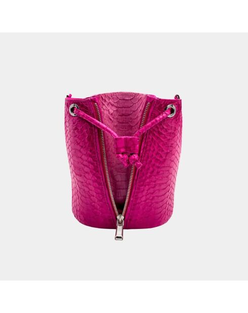Sac bandouliere Amber en cuir rose électrique - 22 x 20 cm