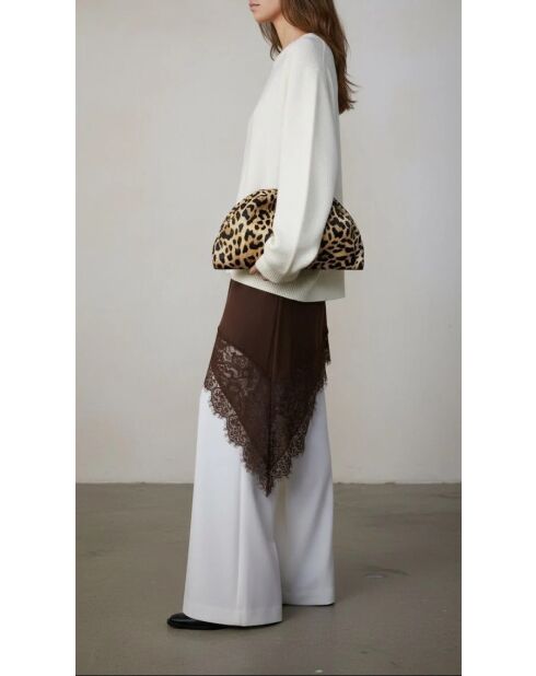 Sac bandouliere souple Uniq en cuir big leopard - 31 x 20 cm