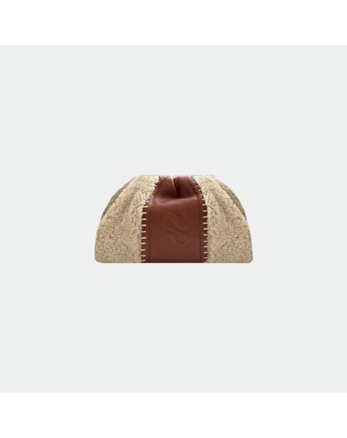 Sac bandouliere souple Uniq en cuir baby shearling - 23 x 18 cm