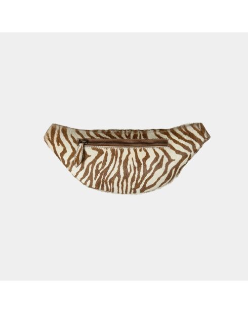 Bolso tipo banana Mike en piel marrón cebra - 34,5 x 14,5 cm