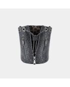 Sac bandouliere Amber en cuir gris foncé - 22 x 20 cm