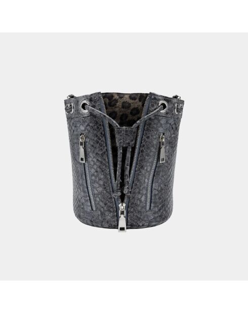 Sac bandouliere Amber en cuir gris foncé - 22 x 20 cm