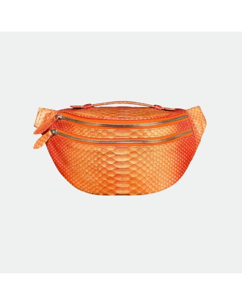 Sac Banane Mike en cuir corail - 34,5 x 14,5 cm