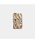 Pochette Meghan in pelle zebra marrone - 17,5 x 10 cm