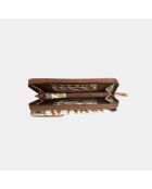 Pochette Meghan in pelle zebra marrone - 17,5 x 10 cm