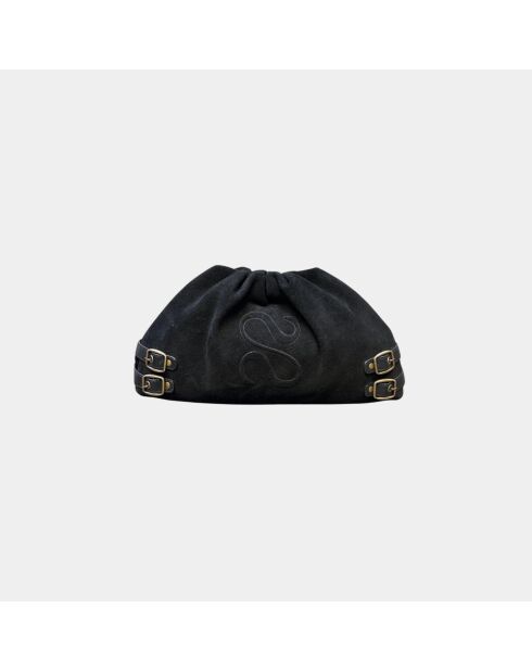 Sac bandouliere souple Uniq en cuir baby camargue black - 23 x 18 cm