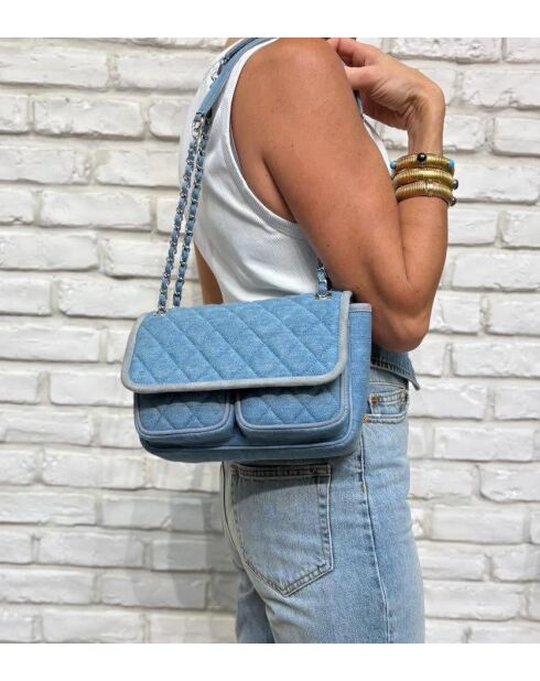 Sac bandouliere Theresa en cuir denim - 23,5 x 17 cm