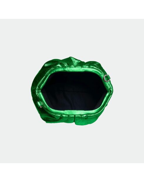 Bolsa grande de piel suave de color verde brillante - 31 x 20 cm