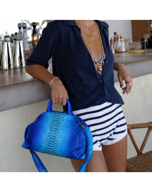 Sac bandouliere souple Jade en cuir deep ocean - 35 x 22 cm