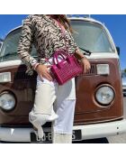 Sac bandouliere MELYNE en cuir rose - 20 x 15 cm