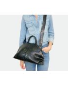 Sac bandouliere souple Jade en cuir noir - 35 x 22 cm