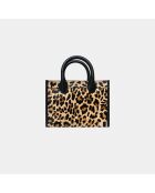 Sac bandouliere Ana en cuir léopard - 31 x 13,5 cm