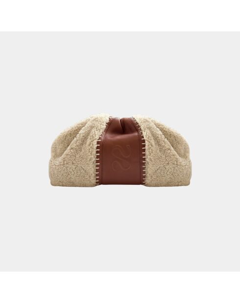 Sac bandouliere souple Uniq en cuir big shearling - 31 x 20 cm