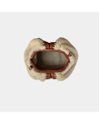 Sac bandouliere souple Uniq en cuir big shearling - 31 x 20 cm