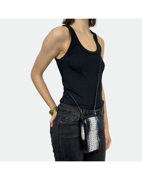 Pochette Meghan en cuir moon - 17,5 x 10 cm