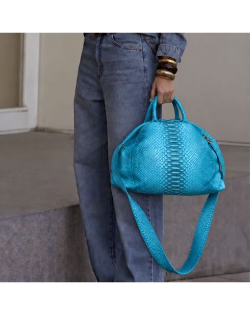 Sac bandouliere souple Jade en cuir océan - 35 x 22 cm