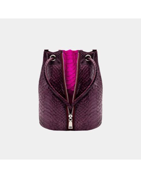 Sac bandouliere Amber en cuir grenade rose - 22 x 20 cm