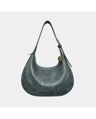 Grijze leren schoudertas Tina - 34 x 23 x 7 cm