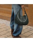 Grijze leren schoudertas Tina - 34 x 23 x 7 cm