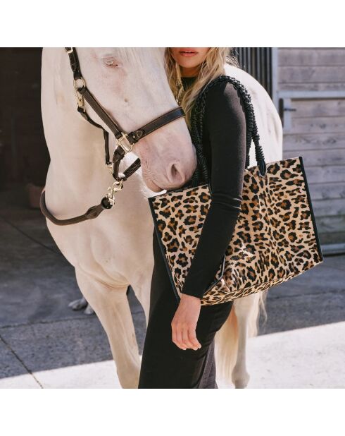 Sac bandouliere Giorgio en cuir lépoard - 30,5 x 40 cm