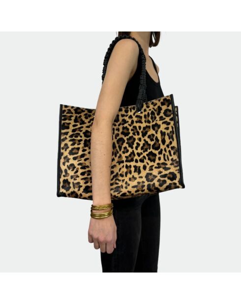 Sac bandouliere Giorgio en cuir lépoard - 30,5 x 40 cm