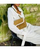 Sac bandouliere souple Theresa en cuir velvet tabac - 23,5 x 17 cm