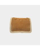 Sac bandouliere souple Theresa en cuir velvet tabac - 23,5 x 17 cm