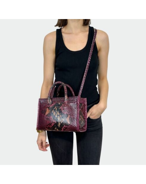 Sac bandouliere Ana en cuir bourgogne - 31 x 13,5 cm