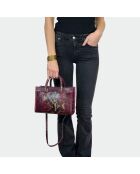 Bolso de hombro Ana de piel burdeos - 31 x 13,5 cm