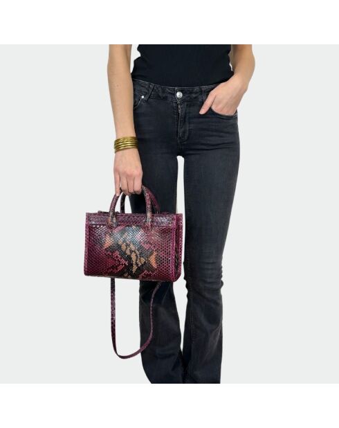 Bolso de hombro Ana de piel burdeos - 31 x 13,5 cm