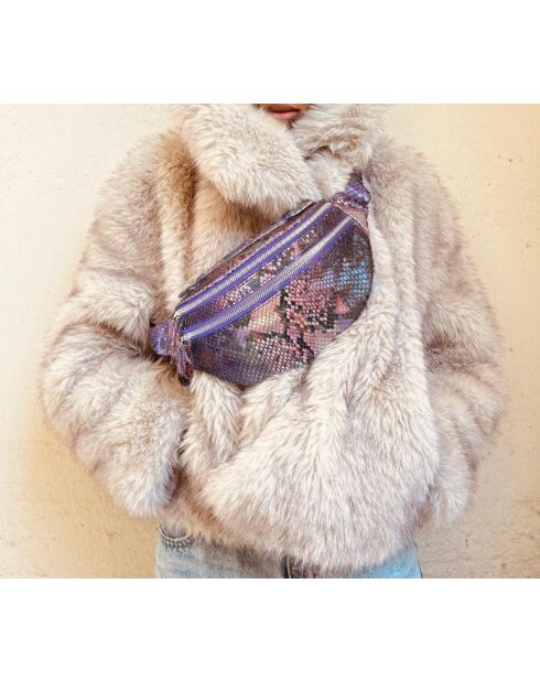 Sac Banane Mike en cuir violet - 34,5 x 14,5 cm