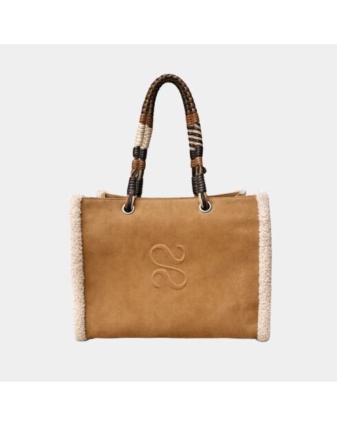 Sac bandouliere Giorgio en cuir velvet tabac - 30,5 x 40 cm
