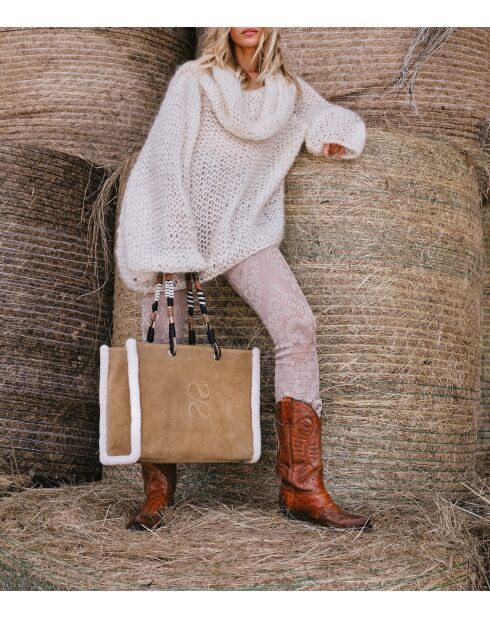 Sac bandouliere Giorgio en cuir velvet tabac - 30,5 x 40 cm