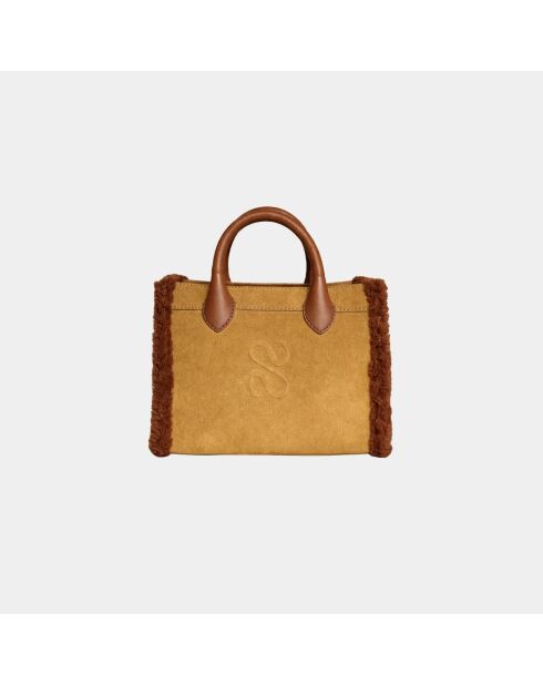 Sac bandouliere Ana en cuir velvet tabac - 31 x 13,5 cm