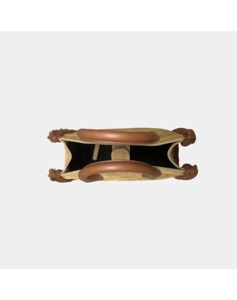 Sac bandouliere Ana en cuir velvet tabac - 31 x 13,5 cm