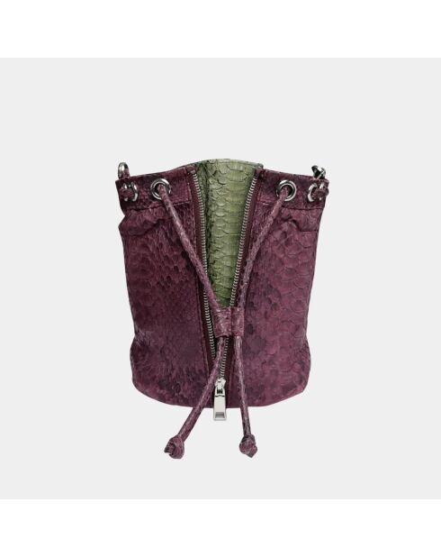 Sac bandouliere Amber en cuir grenade kaki - 22 x 20 cm