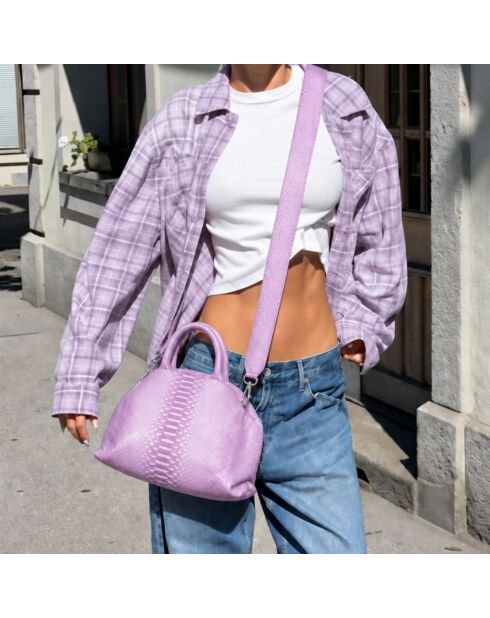 Sac bandouliere souple Jade en cuir lilas - 35 x 22 cm