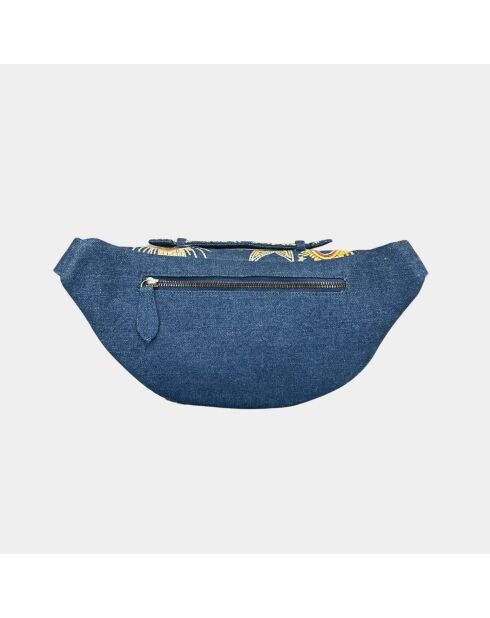 Bolso tipo banana de mezclilla Mike en piel cósmica - 34,5 x 14,5 cm
