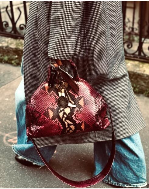Sac bandouliere souple Jade en cuir bourgogne - 35 x 22 cm