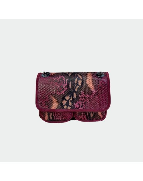 Sac bandouliere Theresa en cuir bourgogne - 23,5 x 17 cm