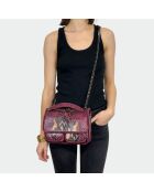 Sac bandouliere Theresa en cuir bourgogne - 23,5 x 17 cm