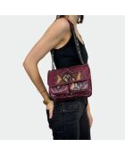 Sac bandouliere Theresa en cuir bourgogne - 23,5 x 17 cm