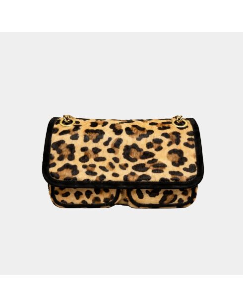 Sac bandouliere souple Theresa en cuir léopard - 23,5 x 17 cm
