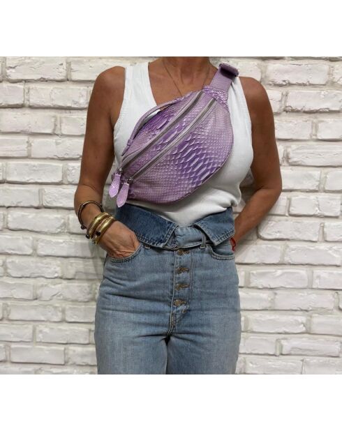 Sac Banane Mike en cuir lilas - 34,5 x 14,5 cm