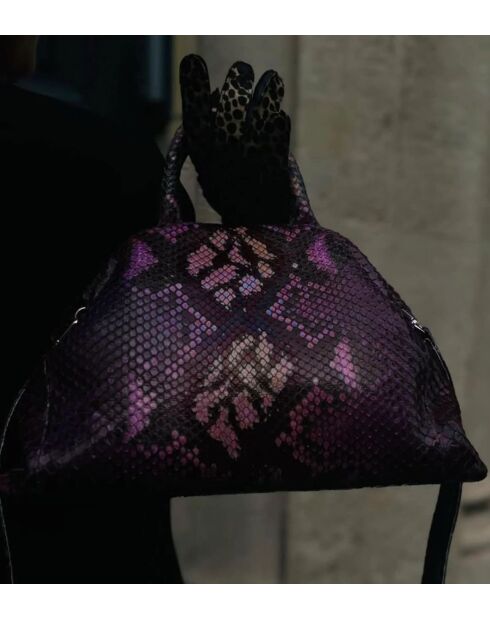 Sac bandouliere souple Jade en cuir violet - 35 x 22 cm