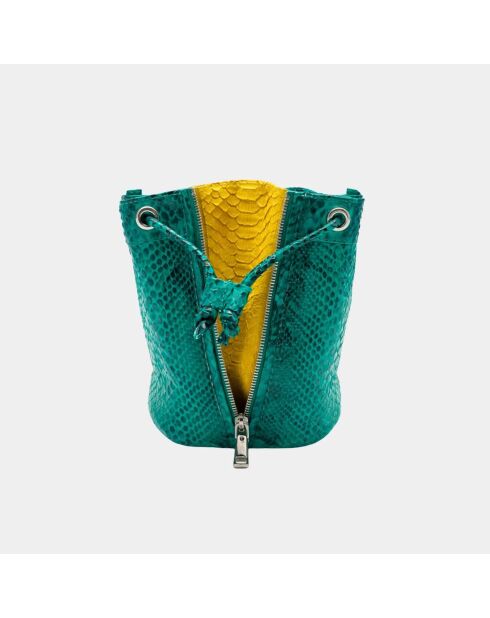 Sac bandouliere Amber en cuir émeraude - 22 x 20 cm