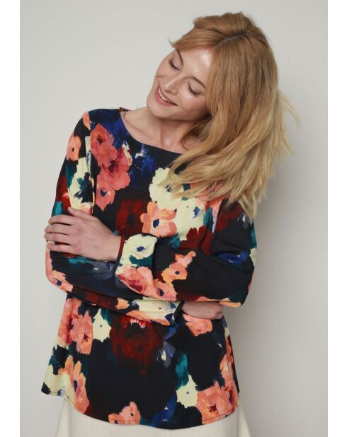 Coral Teddy top met winterbloemen