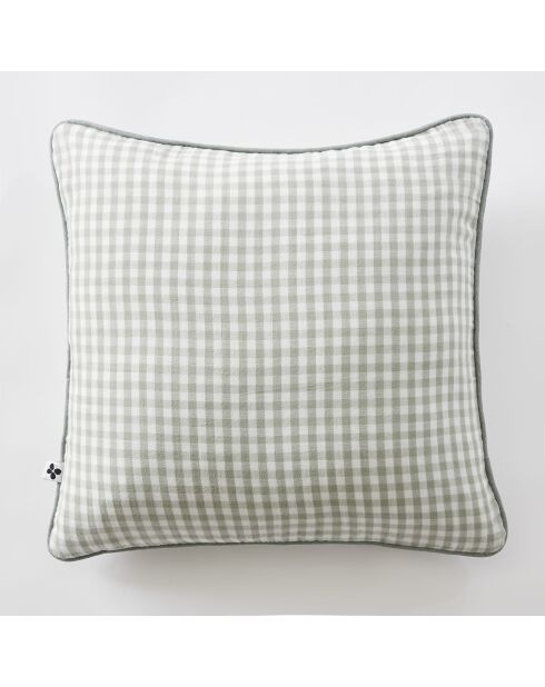 Cuscino rimovibile con bordino in garza di cotone intrecciata tinto Vickie eucalipto - 45 x 45 cm