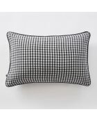 Coussin déhoussable avec passepoil en gaze de coton tissée teinte Vickie truffe - 40 x 60 cm
